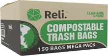 Load image into Gallery viewer, Sustainable 13 Gallon Compost Trash Bags - 150 Count | Leak-Proof &amp; Unscented