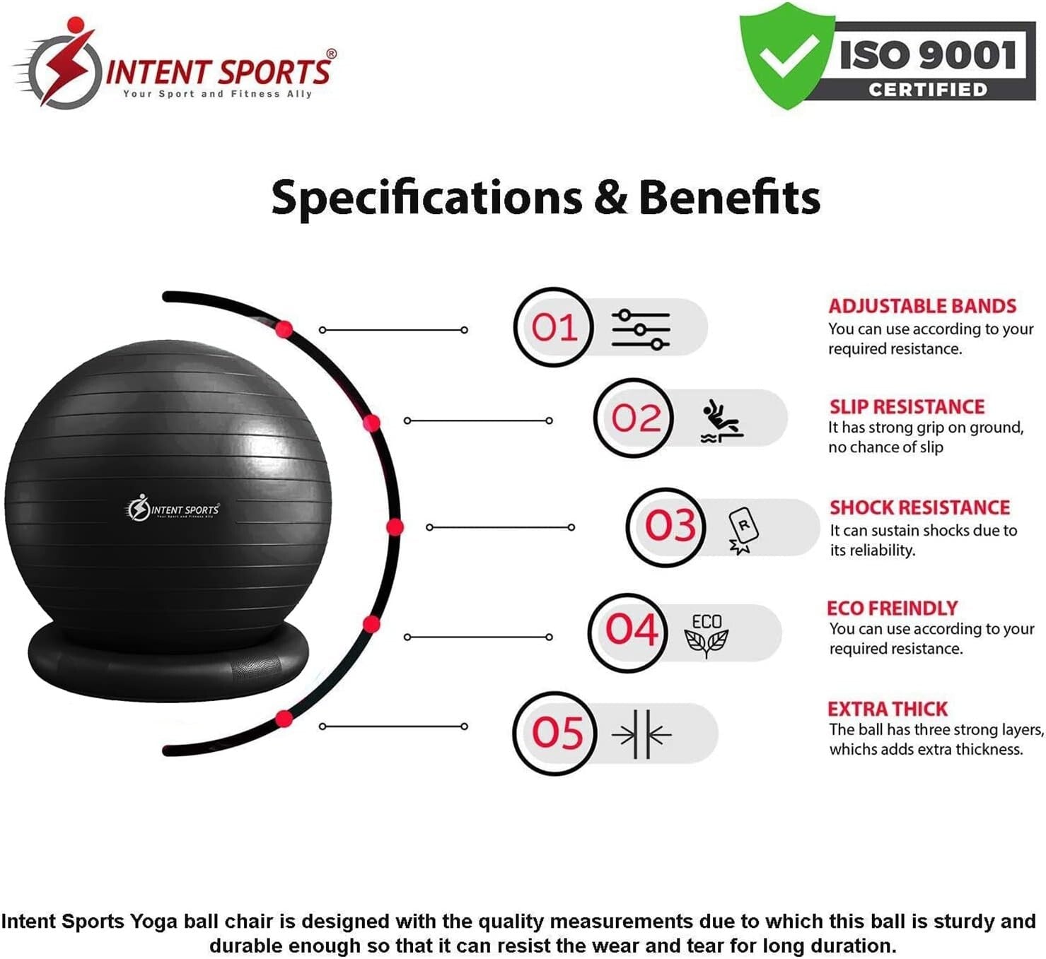 Versatile Fitness Ball Chair – 65 cm Stability Ball for Home Gym & Office Use