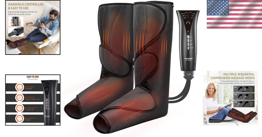 Heated Leg and Foot Massager - Air Compression for Circulation & Pain Relief