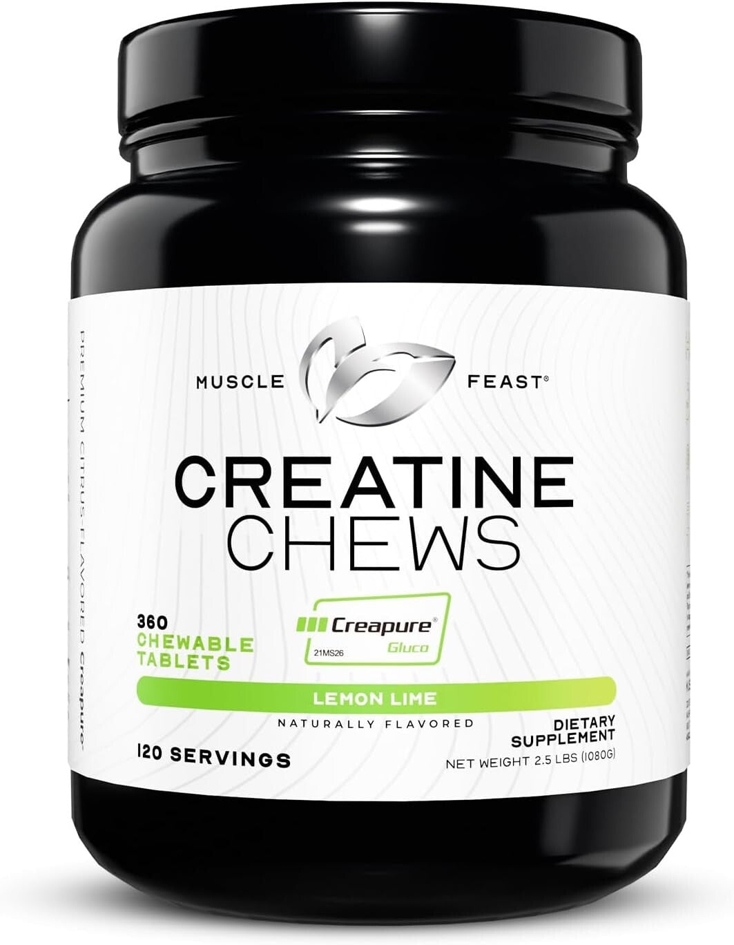 Chewable Vegan Creatine Tablets - 360 Lemon Lime Flavor for Workout Recovery