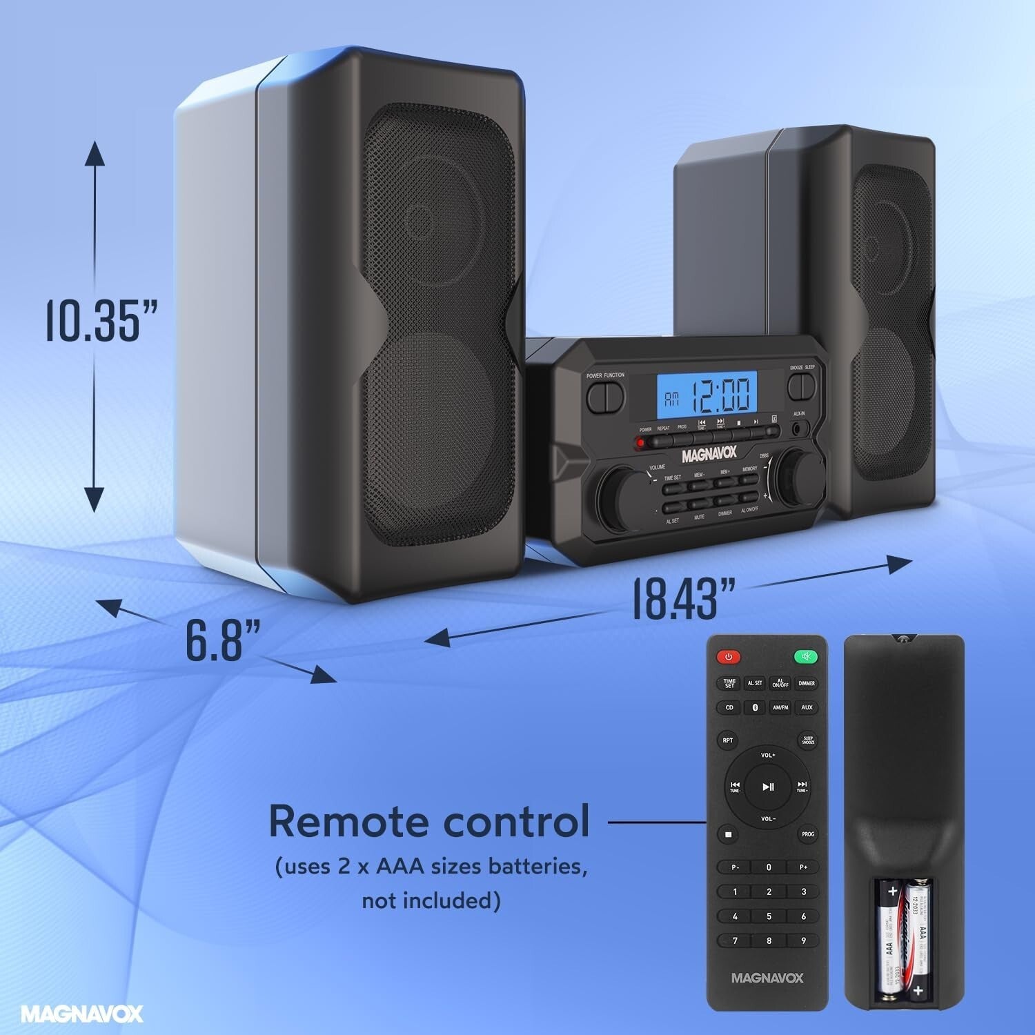 Bluetooth-FM Stereo CD Shelf System with Remote & LCD - Modern Black Design
