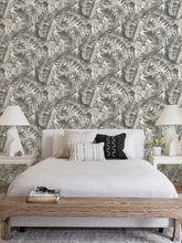 Load image into Gallery viewer, Repositionable Tropical Peel &amp; Stick Wallpaper - 30.75 sq ft Black &amp; White