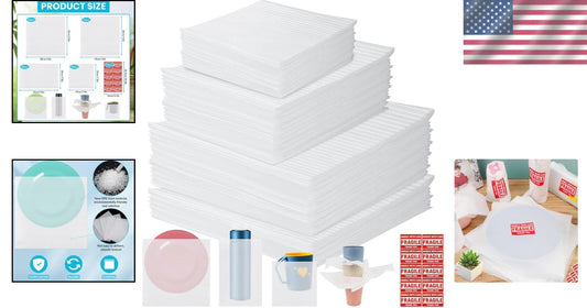 Complete Moving & Packing Set: 200 Foam Pouches, Wrap Sheets & Fragile Labels
