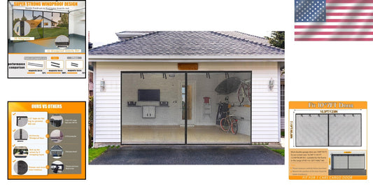 10x7FT Durable Magnetic Garage Screen Door - Fiberglass & Pet-Friendly Access