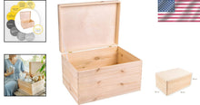 Load image into Gallery viewer, Spacious Hinged Lid Wooden Storage Box - Ideal for Crafts &amp; Toys 15.8x11.8