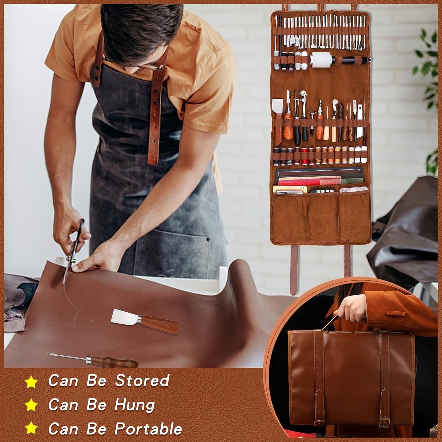 All-in-One Leather Craft Supplies Kit with Custom Handbag and Professional Tools