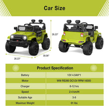 Load image into Gallery viewer, Interactive 12V Kids Truck with Dual-Drive Modes &amp; LED Lights for Safe Adventure