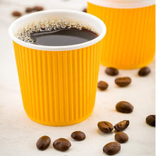 Load image into Gallery viewer, Leakproof 4oz Ripple Insulated Yellow Coffee Cups - 500 Count Value Pack