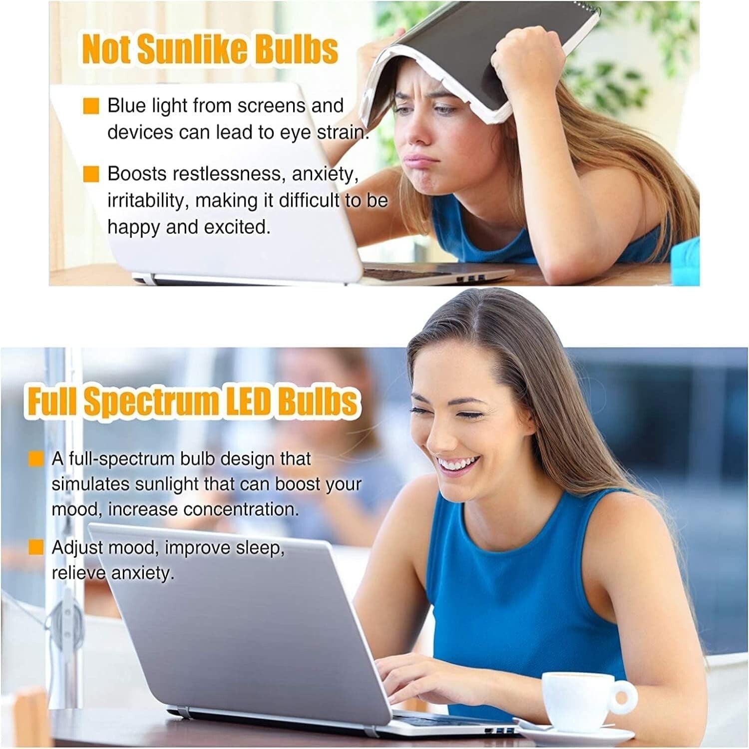 6000K Bright White LED Light Bulbs - 9W Energy Efficient A19, E26 Base, 6 Pack