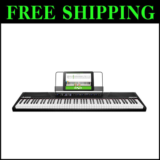 Portable 88-Key Digital Piano with Lesson Modes & Adjustable Touch Response