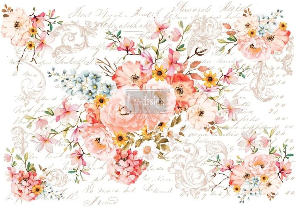 Elegant Floral Decor Transfer - 30 x 44 Inches for Versatile Interior Design