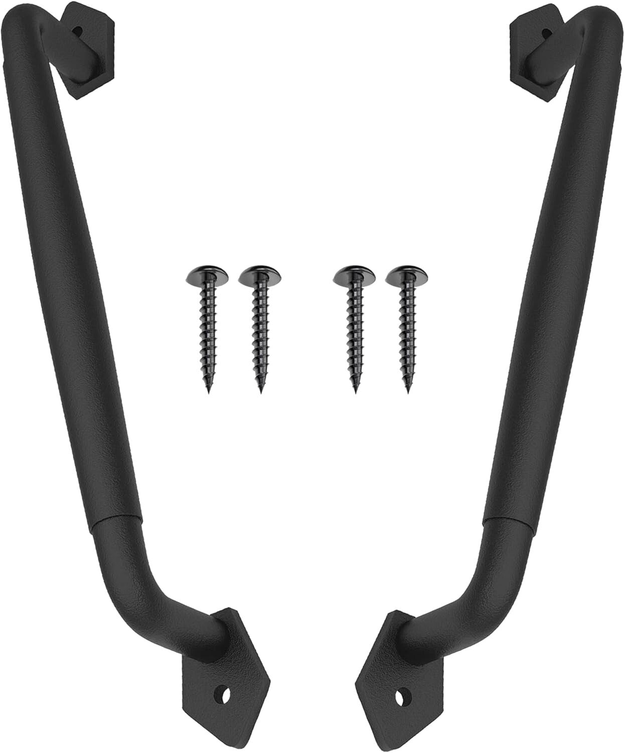 2-Pack 12-Inch Rustic Black Steel Sliding Barn Door Handles - Easy Install