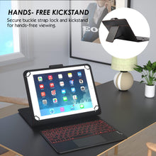 Load image into Gallery viewer, 7-Color Backlit TouchPad Keyboard Case for 9-11” Tablets – Wireless Convenience