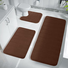 Load image into Gallery viewer, Non-Slip Memory Foam Bath Rugs Set - 3 Pieces in Brown for Eco-Friendly Comfort