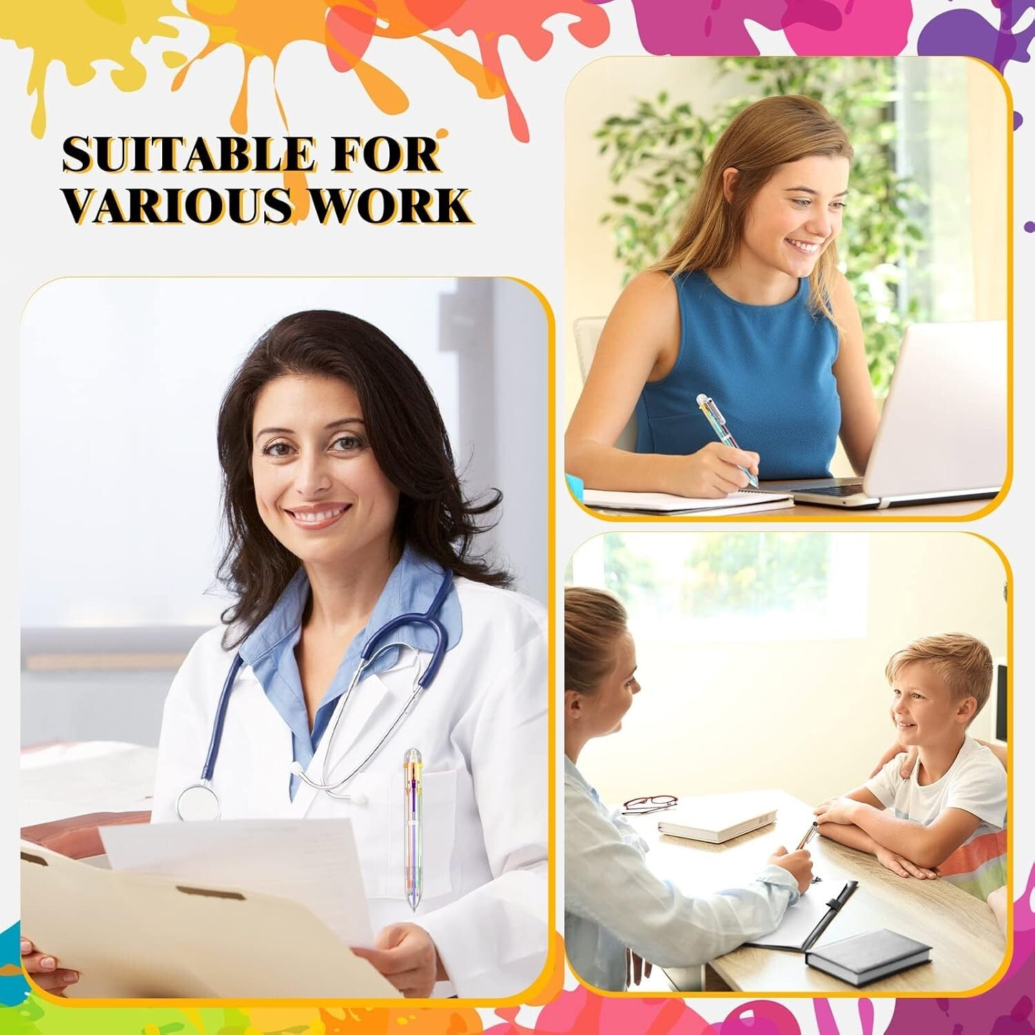 150 Multi-Color 6-in-1 Retractable Ballpoint Pens - Perfect for School & Office