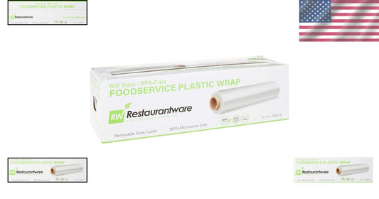 Microwavable 12x2000 Ft Cling Wrap with Removable Slide Cutter - Keep Food Fresh