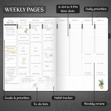 Load image into Gallery viewer, Elegant A4 Undated Schedule Planner with Stickers – Daily &amp; Monthly Organizer