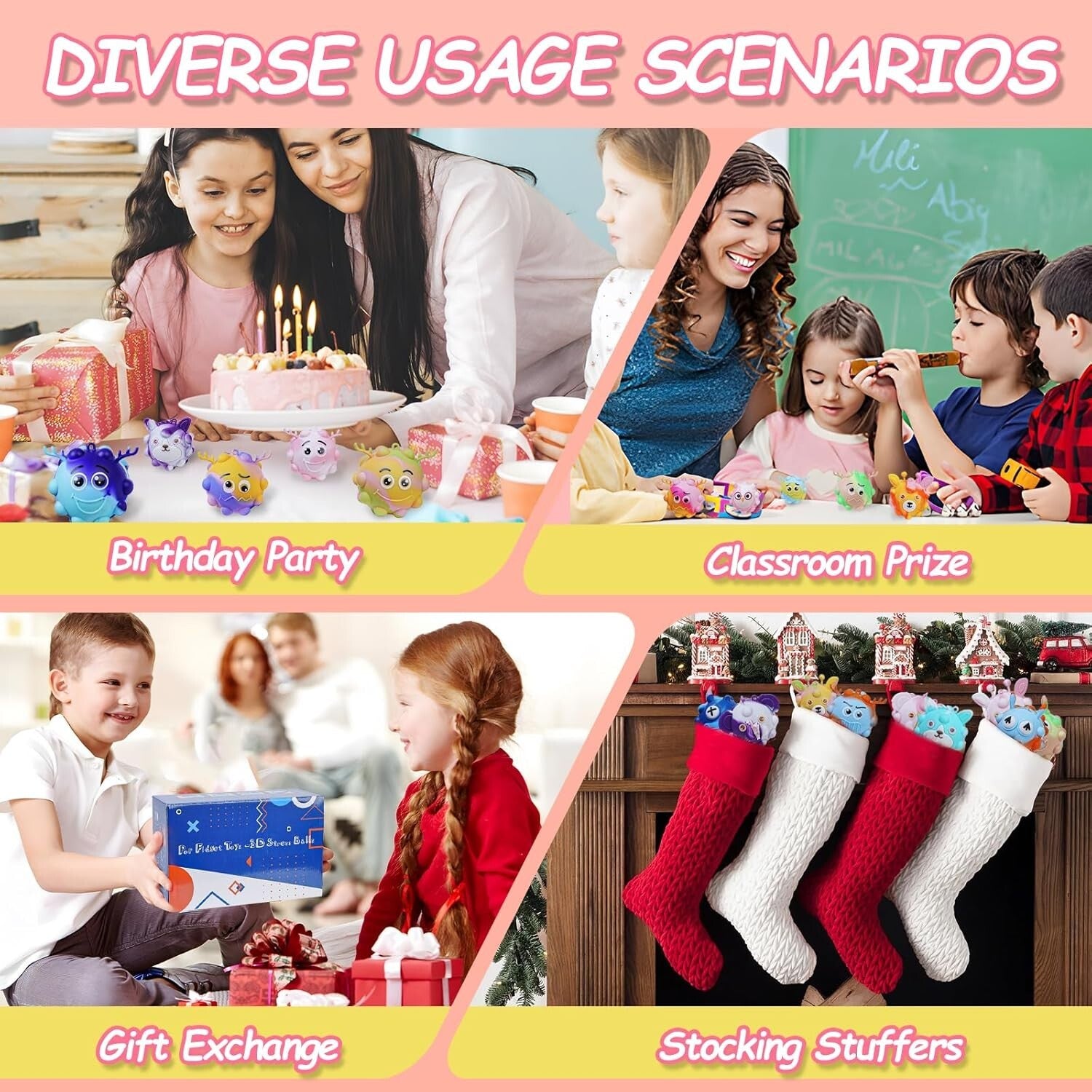 Vibrant 3D Stress Ball Fidget Toys, Perfect for Parties and Easter Baskets