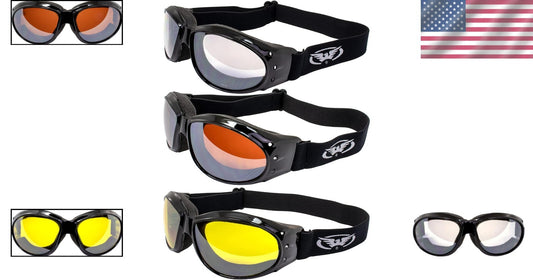 Lightweight Motorcycle Goggles with Clear Mirror & Driving Lenses - 3 pcs