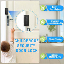 Load image into Gallery viewer, Durable Black Door Lock Latch - 4Pack Childproof Reinforcement for Home Security
