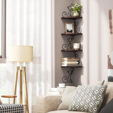 Load image into Gallery viewer, Versatile Walnut Finish Corner Shelf – Decorate and Organize Your Home Stylishly