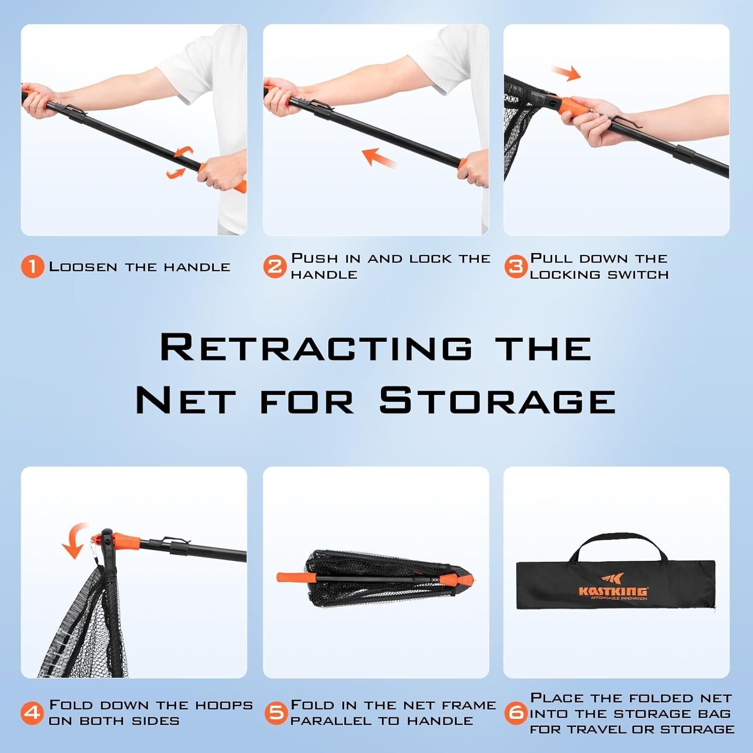 Lightweight Fish Landing Net with Triangle Design & Built-in Length Measurement