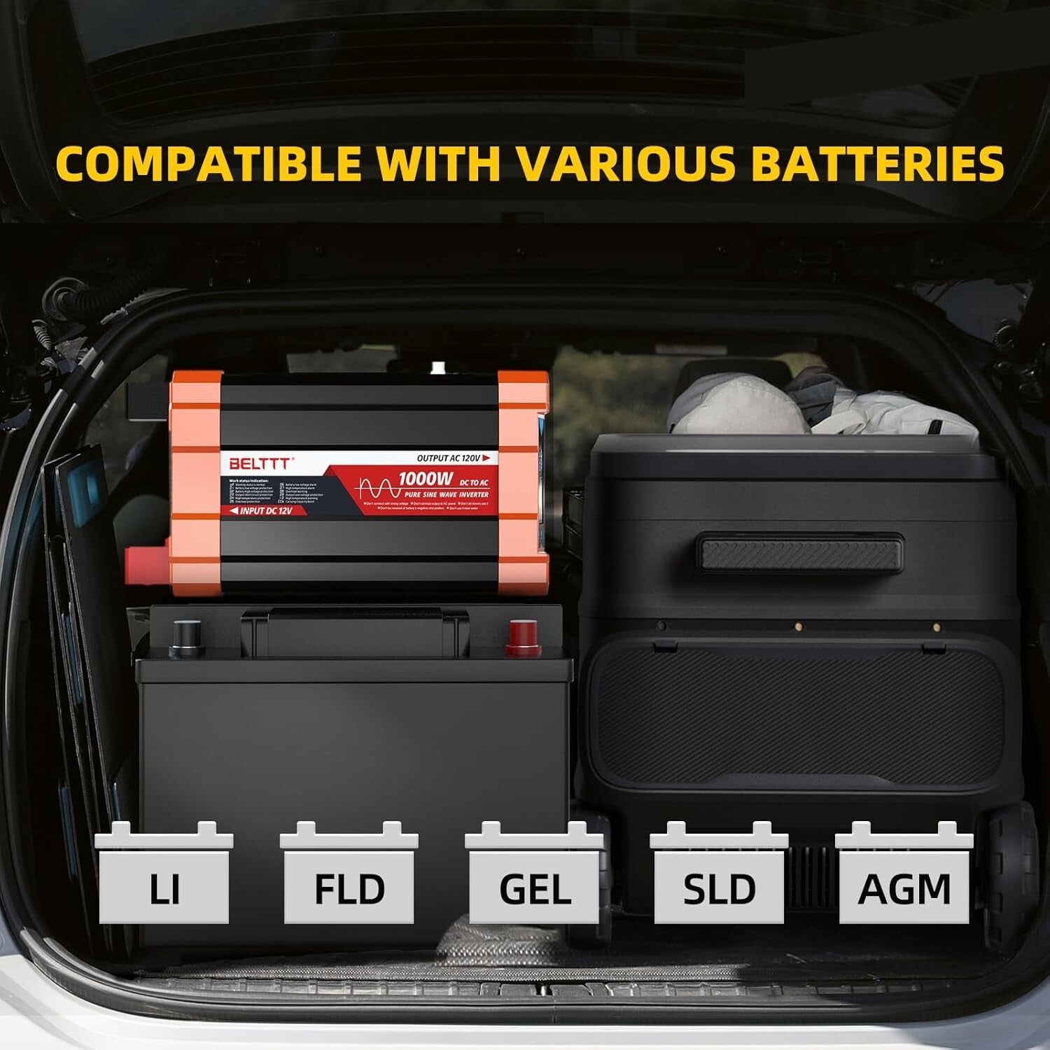 Powerful 1000W DC to AC Inverter with LCD Display for RV & Solar Applications
