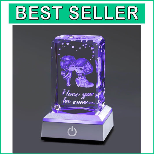 Art Deco 3D Crystal Touch Nightlight - I Love You Gift for Her & Special Events