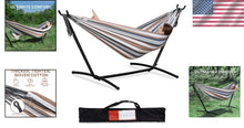 Load image into Gallery viewer, 2-Person Heavy Duty Outdoor Hammock with Steel Stand &amp; Portable Carrying Bag