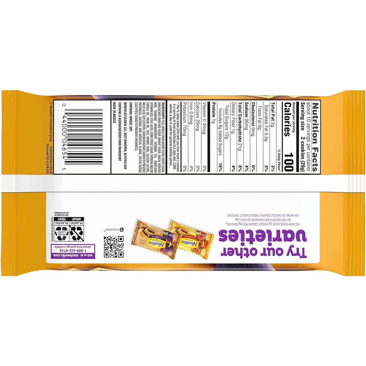 12 Packs of Soft & Fruit Chewy Fig Cookies - Healthy Snack Bars with Whole Grain