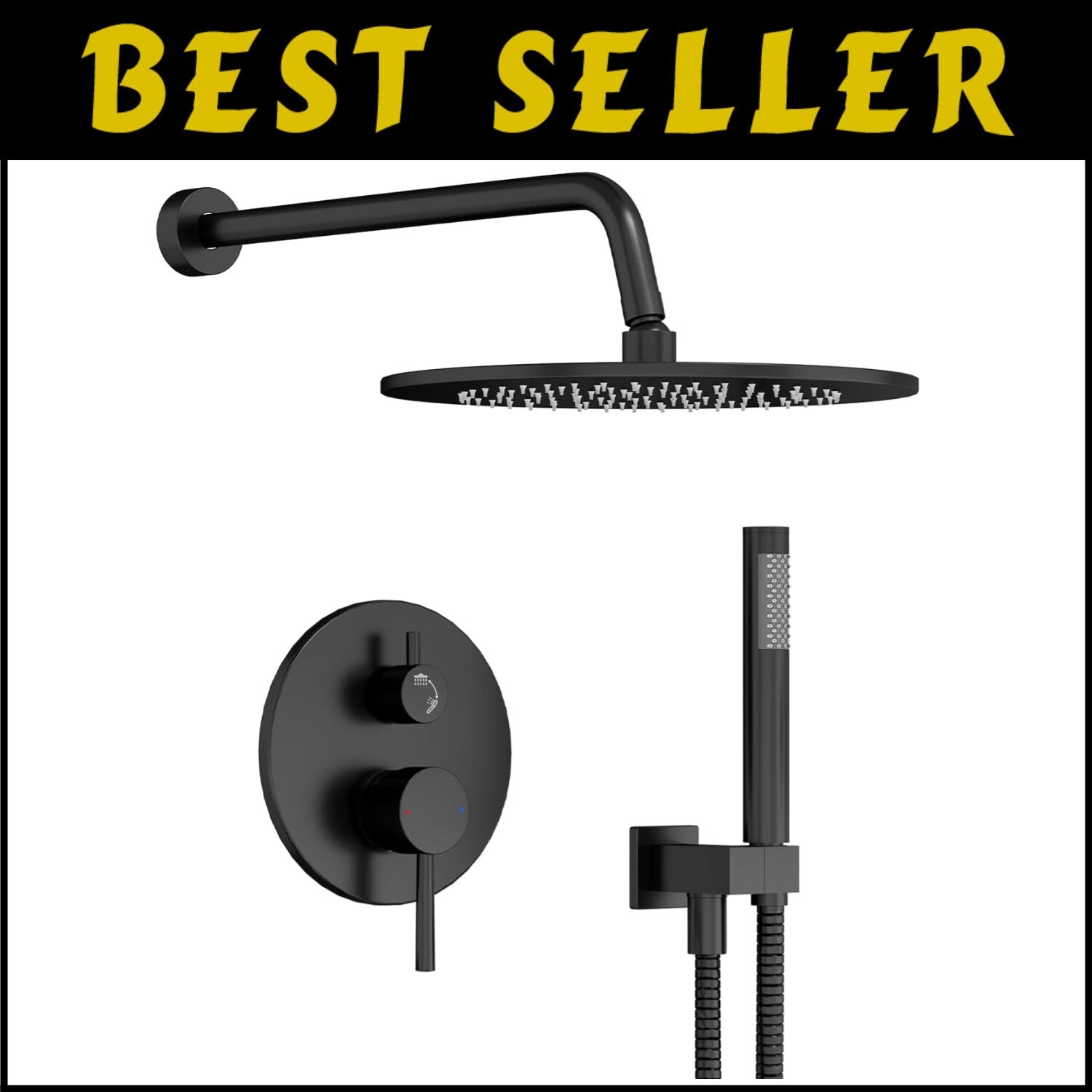 Durable Matte Black Shower Faucet with Adjustable Handheld & Rain Shower Head