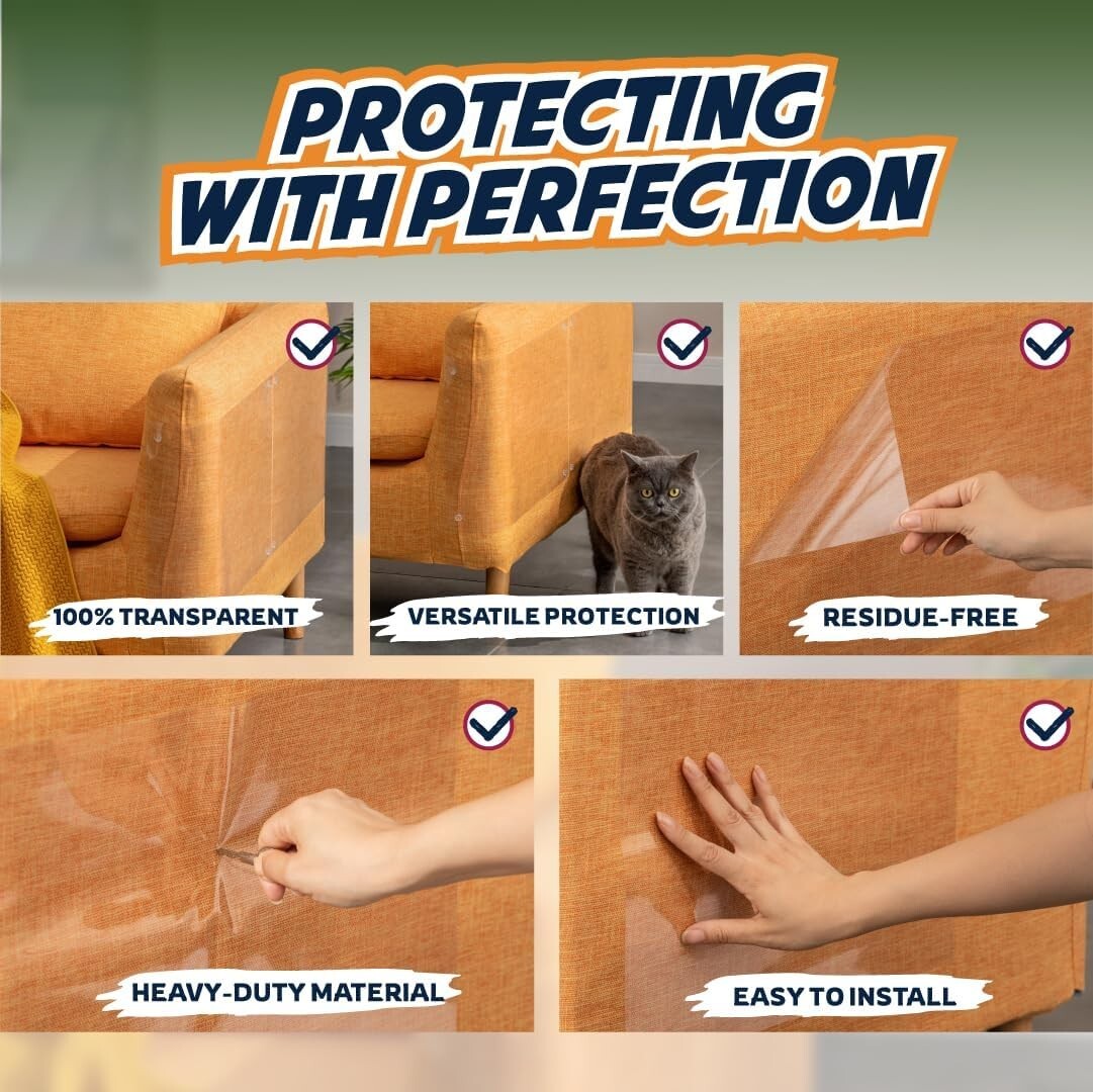 Indoor Furniture Protection: 18 Clear Cat Scratch Guards with Easy Mount Pins