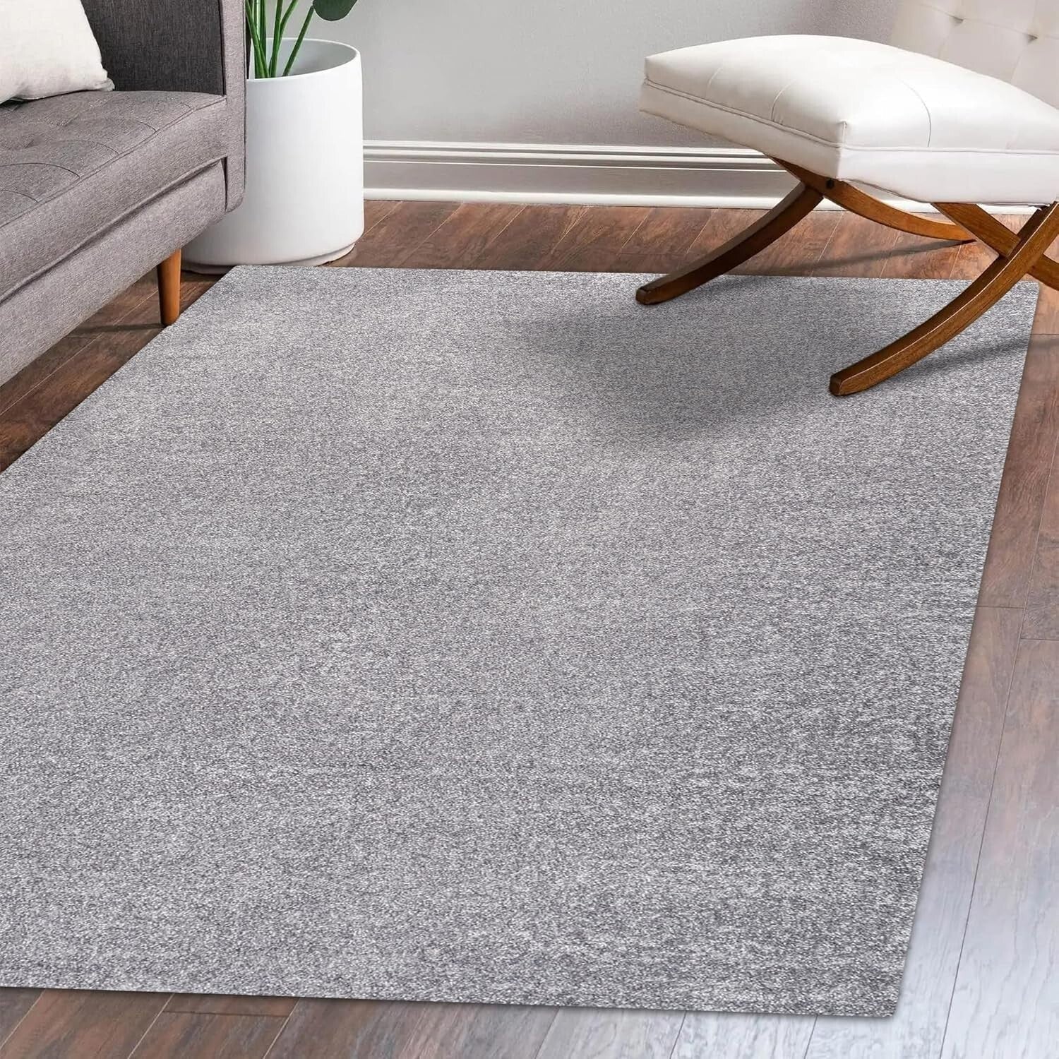 Modern Solid Grey Indoor Area Rug 4' x 6' - Low Pile, Stain Resistant & Pet Safe