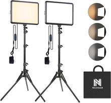 Load image into Gallery viewer, 2900-7000K Adjustable Studio Lighting Kit with 61" Tripods - Perfect for Vlogs