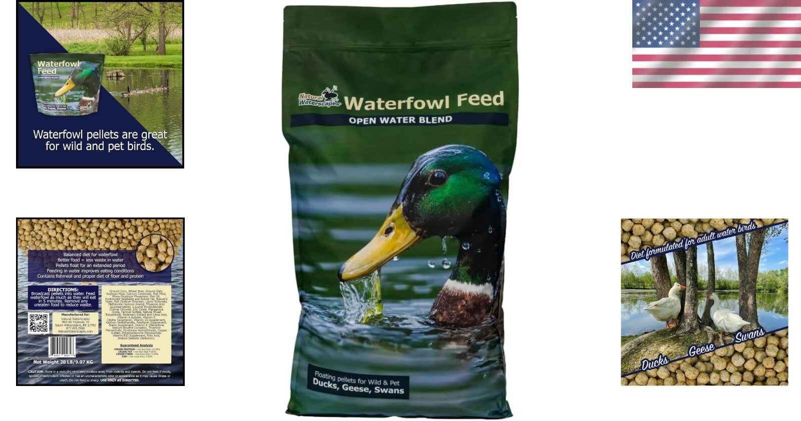 20 lb Premium Floating Pellets for Ducks, Swans & Geese - Seafood Flavor
