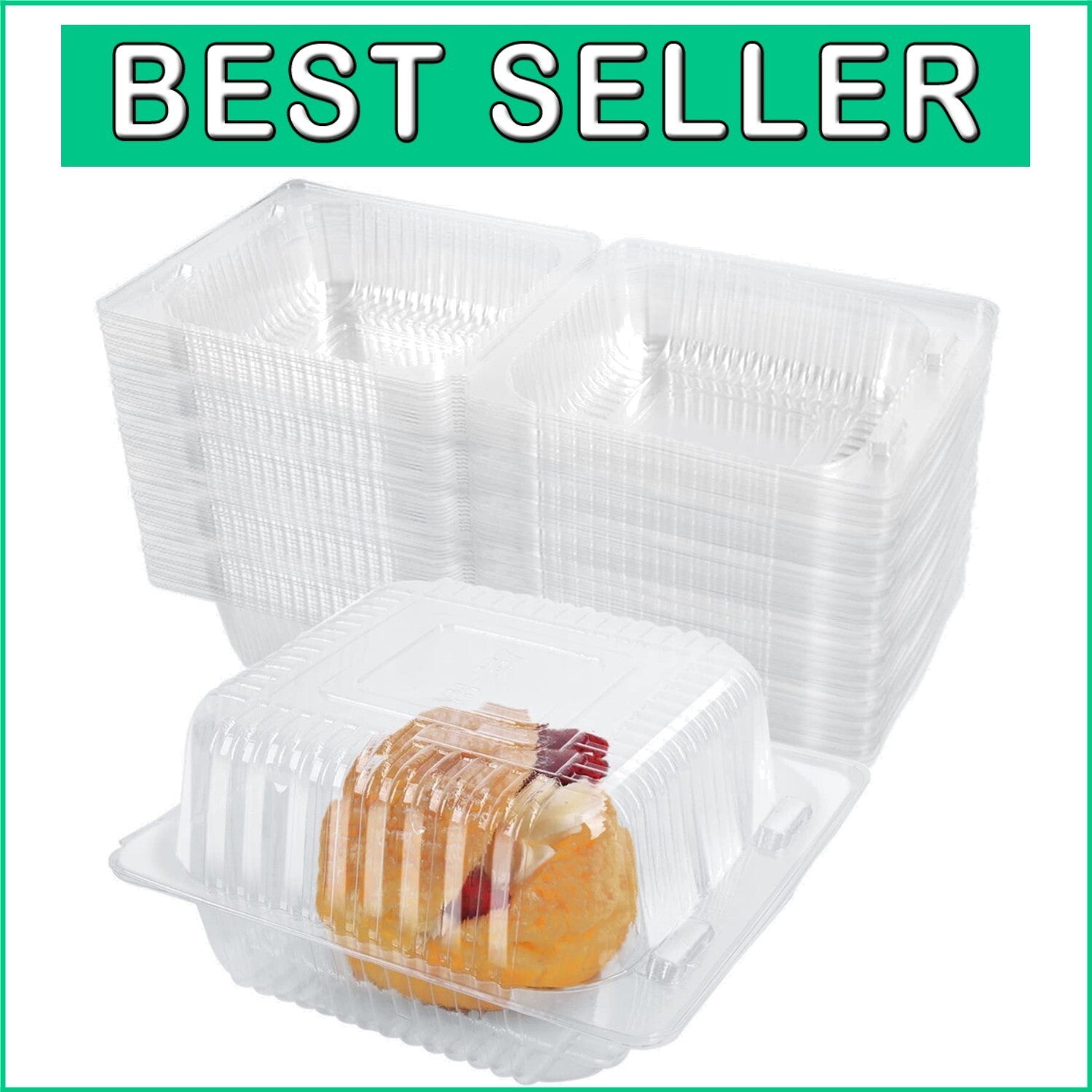 Durable Clamshell Disposable Containers - Perfect for Salads, Desserts, and More
