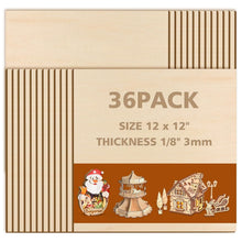 Load image into Gallery viewer, Premium 36 Pack Unfinished Basswood Sheets - Ideal for Carving &amp; Making Models
