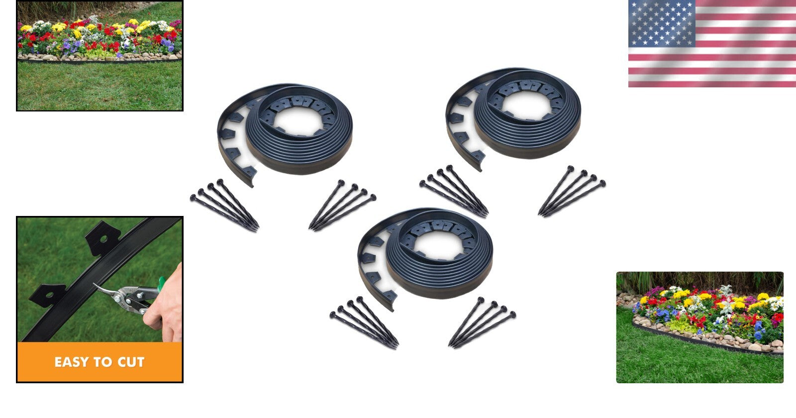 Flexible No-Dig Landscape Edging with Tall Wall Design - 90' Installation Kit