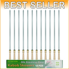 Load image into Gallery viewer, Heavy-Duty 304 Stainless Steel BBQ Skewers - Safe &amp; Easy Grilling Set of 12