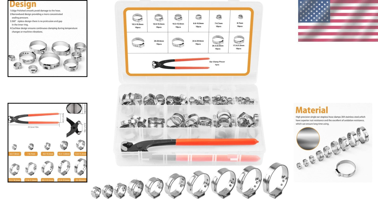 Comprehensive 115Pcs Hose Clamp Kit for Automotive and Plumbing Applications