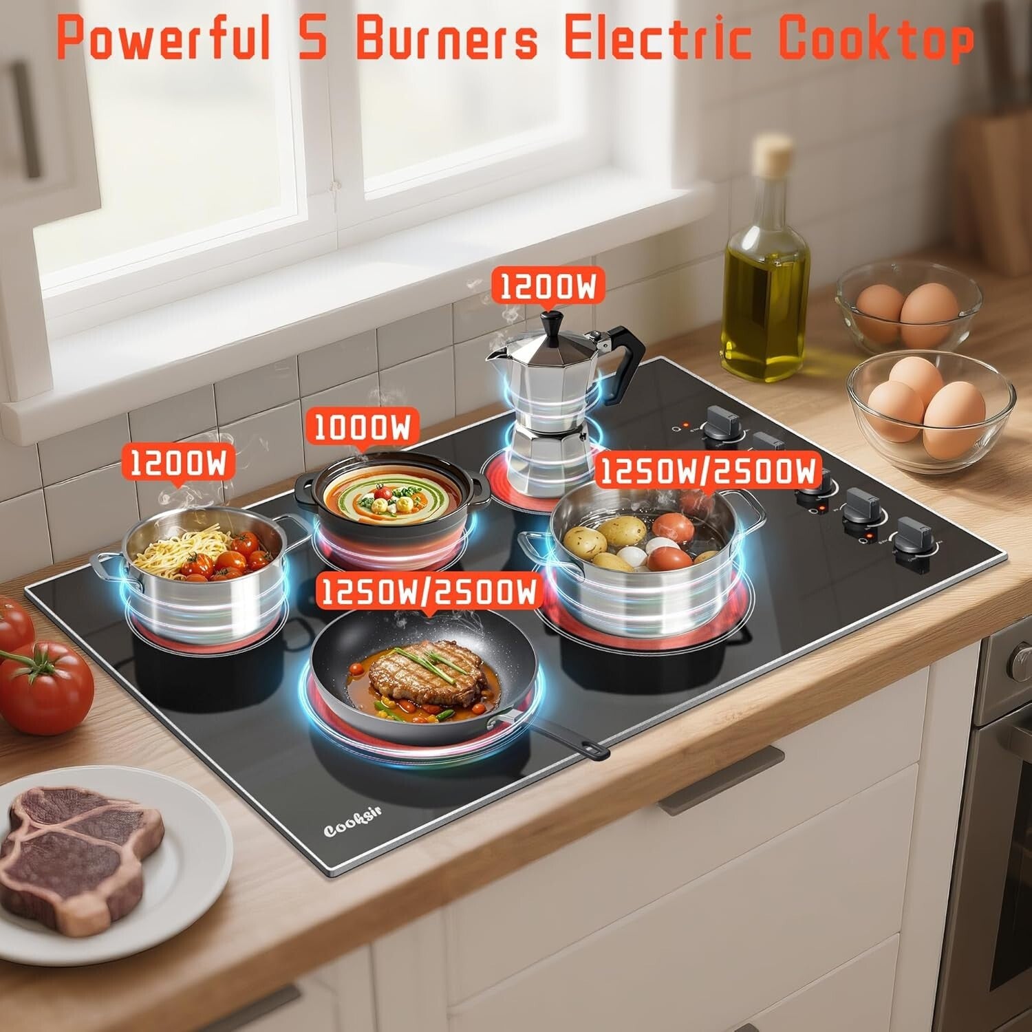 Versatile 36-Inch Electric Stove - 5 Burner Knob Control for Culinary Precision