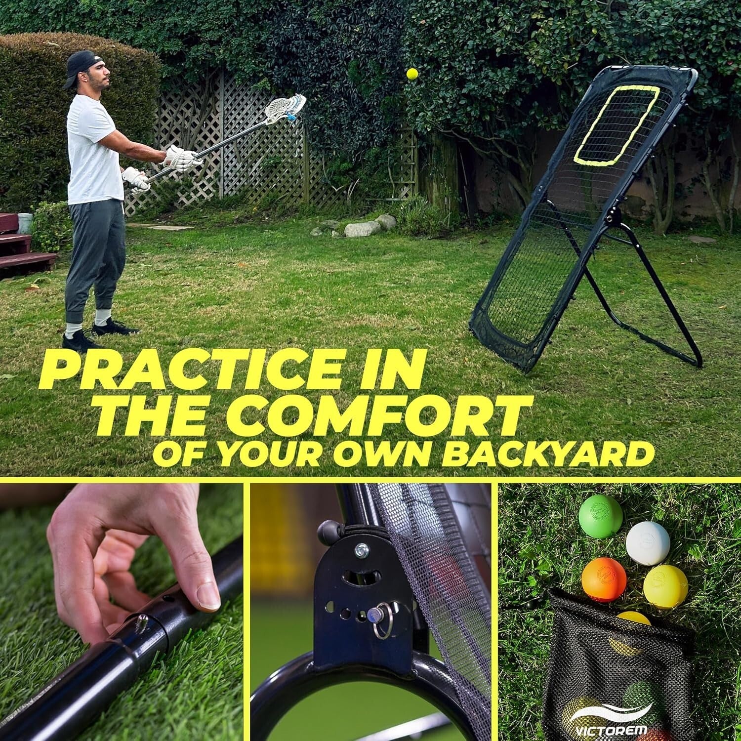 Durable 6x4 Ft. Rebounder Net for Lacrosse, Volleyball & Softball Training