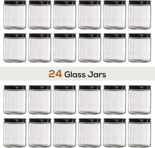Load image into Gallery viewer, 8oz Clear Round Glass Jars with Screw Metal Lids - 24 Pack for Storage &amp; Crafts