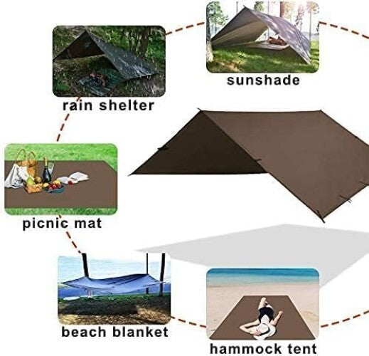 10x16.5ft Multi-Use Waterproof Tarp for Camping & Picnics - Easy Setup Included