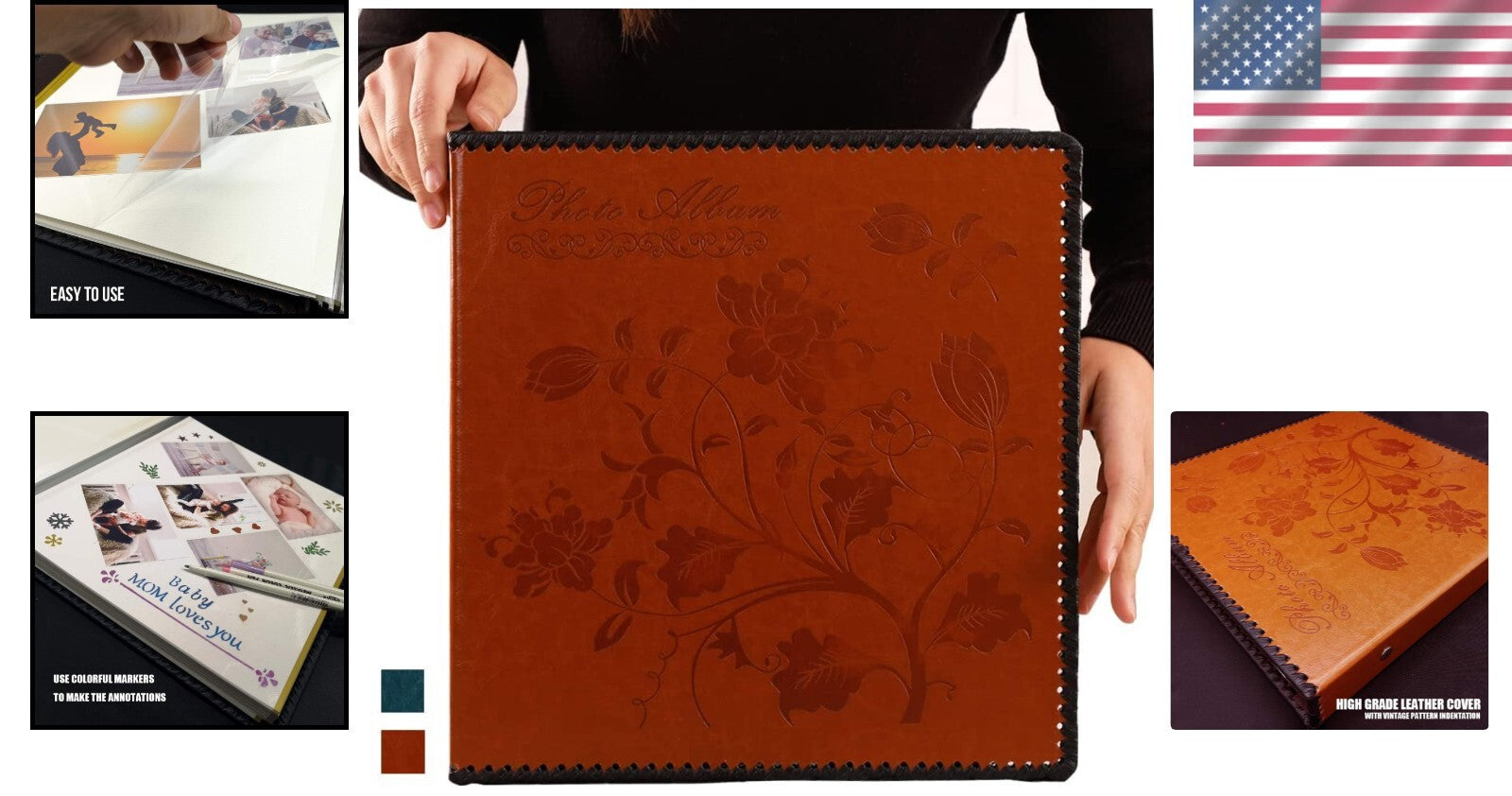 Handcrafted Leather Photo Album with Magnetic Pages – Perfect Gift for Memories