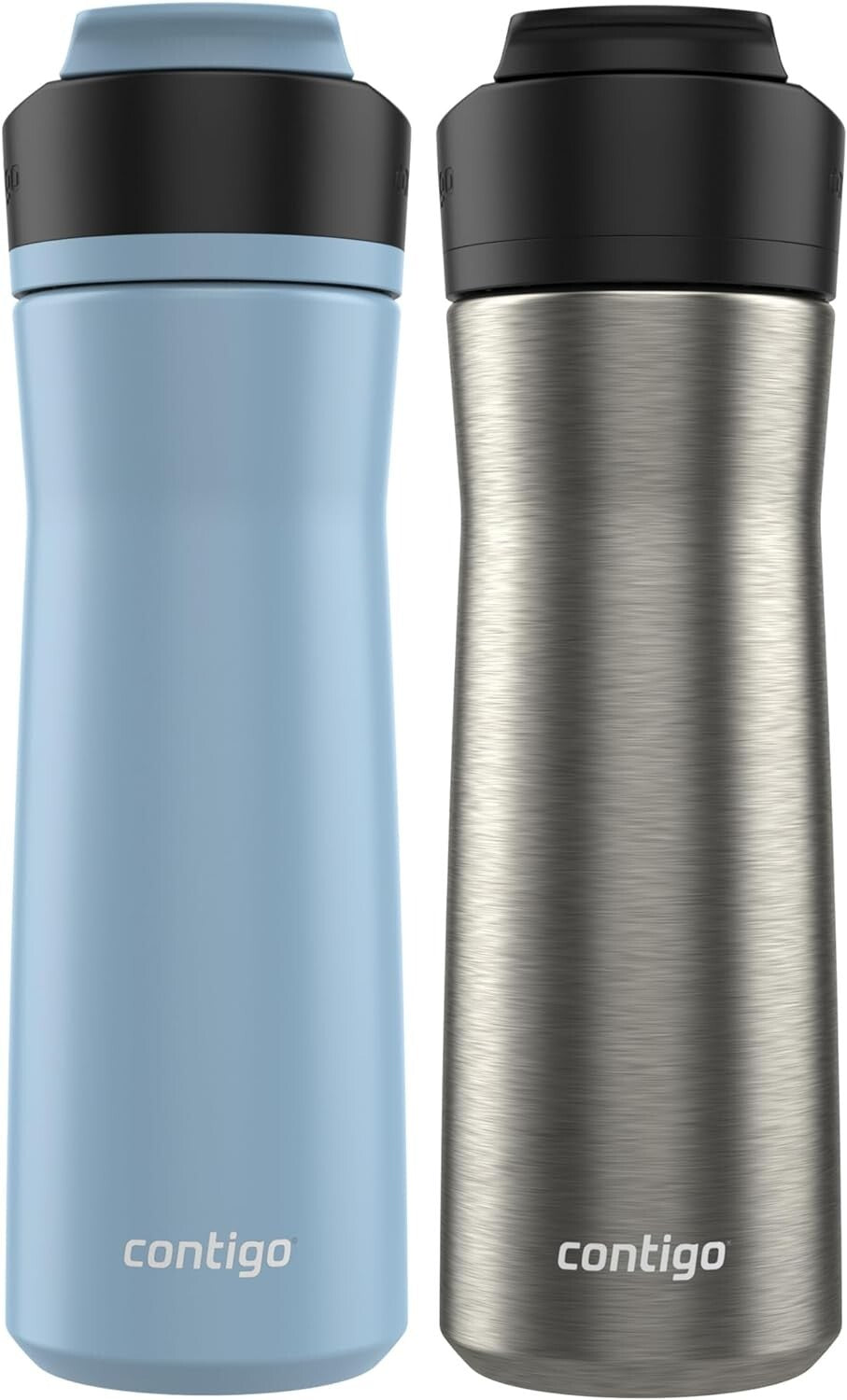 Double-Wall Insulated 24oz Water Bottle - Dual-Pack, Stainless Steel & Licorice
