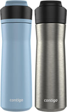 Load image into Gallery viewer, Double-Wall Insulated 24oz Water Bottle - Dual-Pack, Stainless Steel &amp; Licorice