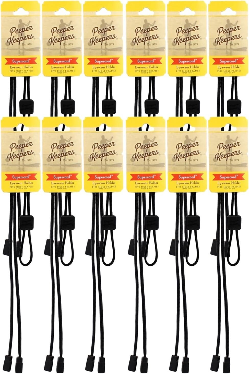 Stylish 12 Pack Adjustable Eyeglass Chains with No-Slip Grips & Microfiber Cloth