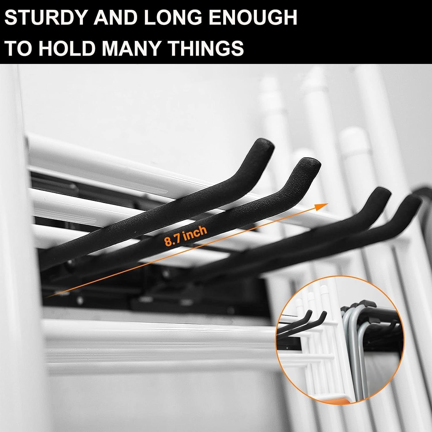 Durable Wall Mount Garden Tool Rack with Adjustable Hooks & Heavy Load Capacity
