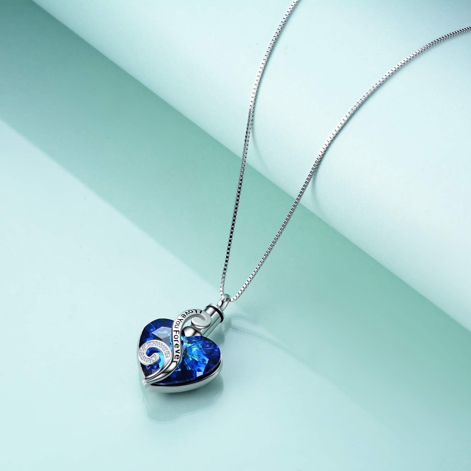 Hypoallergenic Heart Urn Necklace with Austrian Crystals - Memorial Keepsake